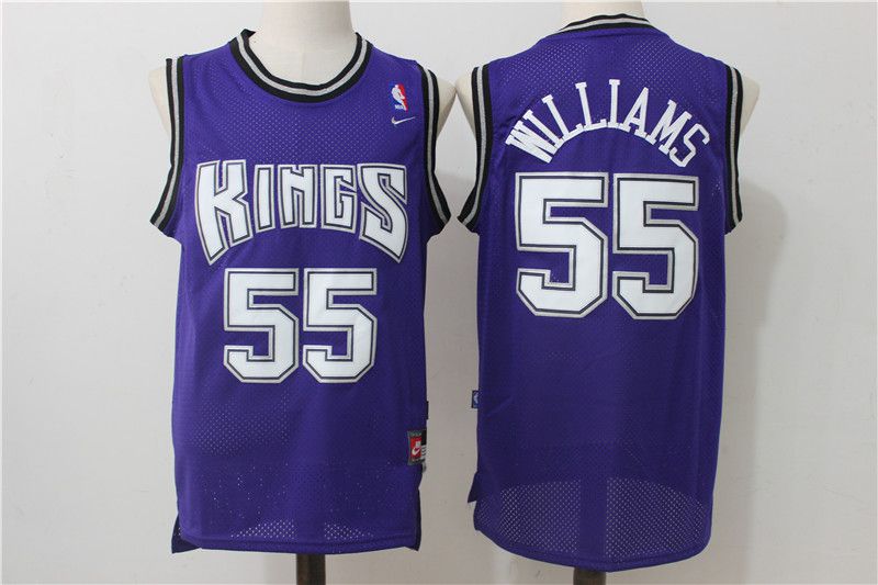 Men Sacramento Kings 55 Williams Purple Throwback NBA Jerseys